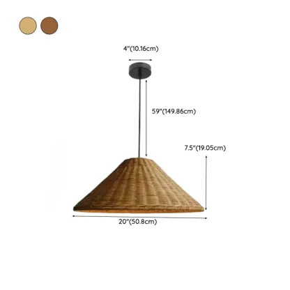 Southeast Asia Style Brown Rattan Cone Pendant Light for Natural Decor Image - 21