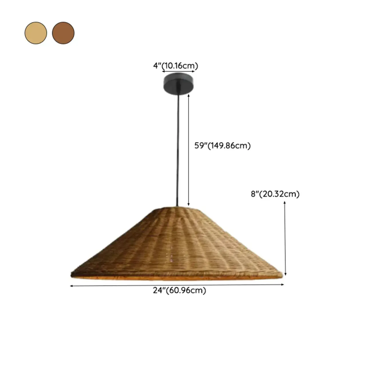 Southeast Asia Style Brown Rattan Cone Pendant Light for Natural Decor Image - 22