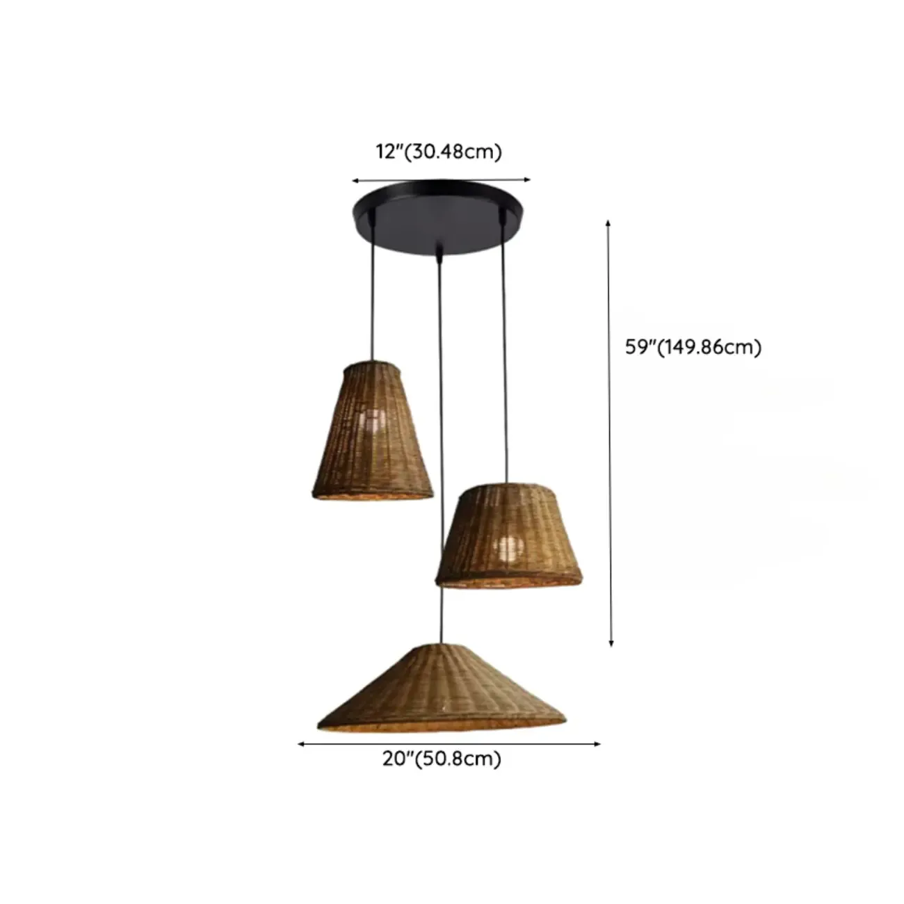 Southeast Asia Style Brown Rattan Cone Pendant Light for Natural Decor Image - 23