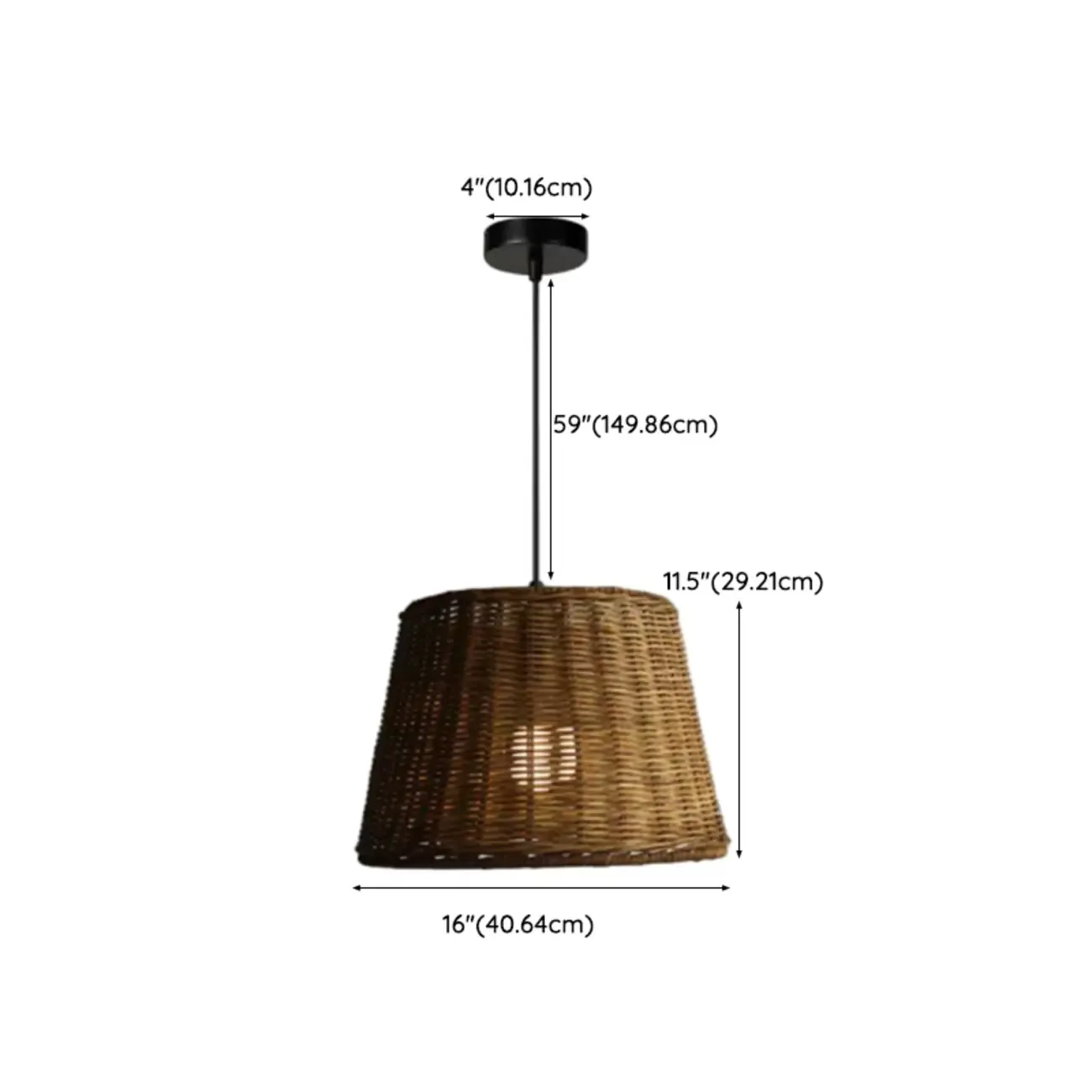 Southeast Asia Style Brown Rattan Cone Pendant Light for Natural Decor Image - 24
