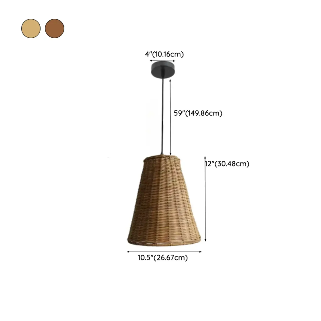 Southeast Asia Style Brown Rattan Cone Pendant Light for Natural Decor Image - 25