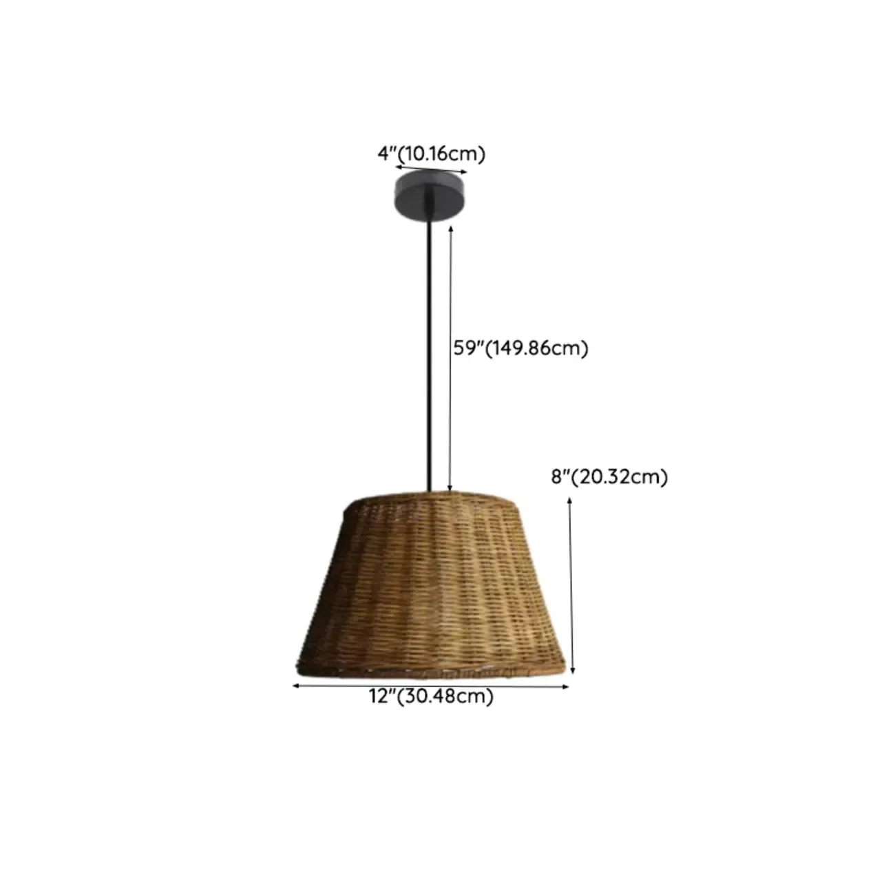Southeast Asia Style Brown Rattan Cone Pendant Light for Natural Decor Image - 26