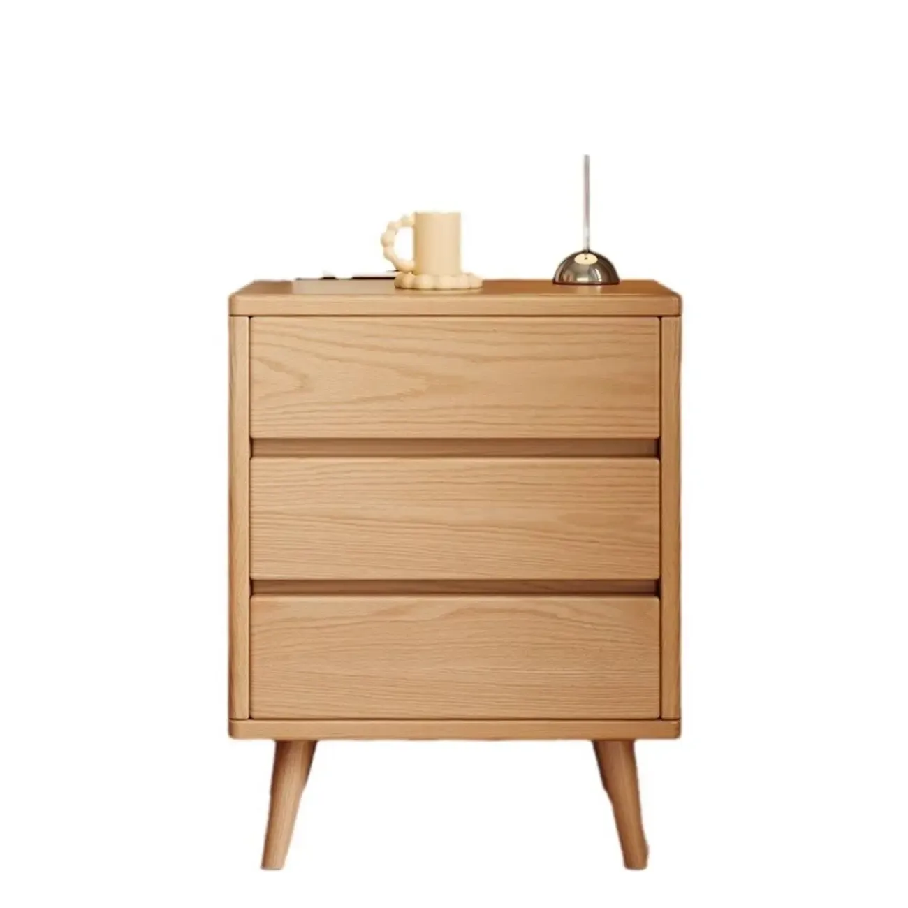 Modern Wooden Bedside Table with 3 Storage Drawers Image - 1
