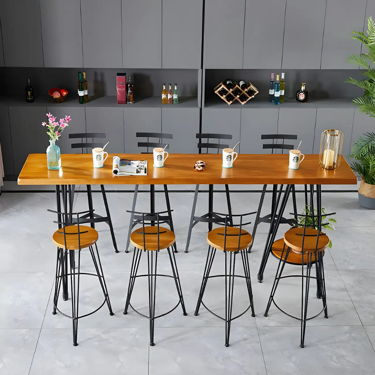 Elegant Solid Wood Bar Set with Stylish Stools for Home Image - 2 | homeyfad