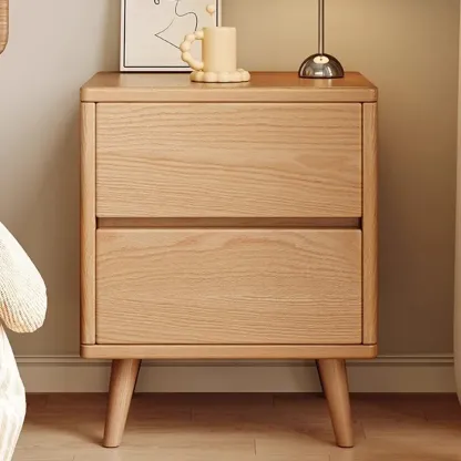 Modern Wooden Bedside Table with 3 Storage Drawers Image - 2