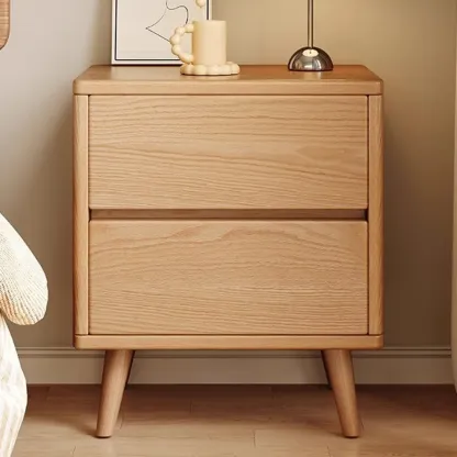 Modern Wooden Bedside Table with 3 Storage Drawers Image - 3