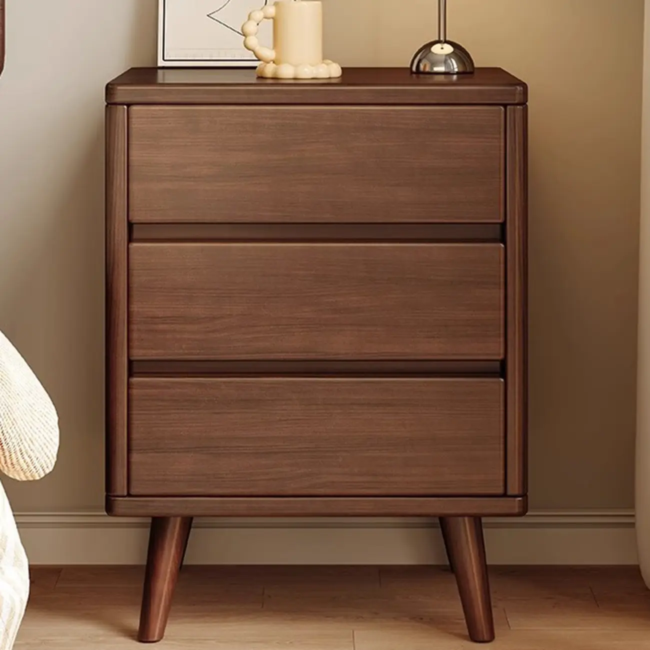 Modern Wooden Bedside Table with 3 Storage Drawers Image - 5 | homeyfad