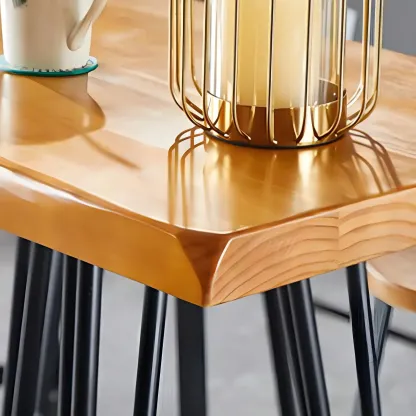 Elegant Solid Wood Bar Set with Stylish Stools for Home Image - 7