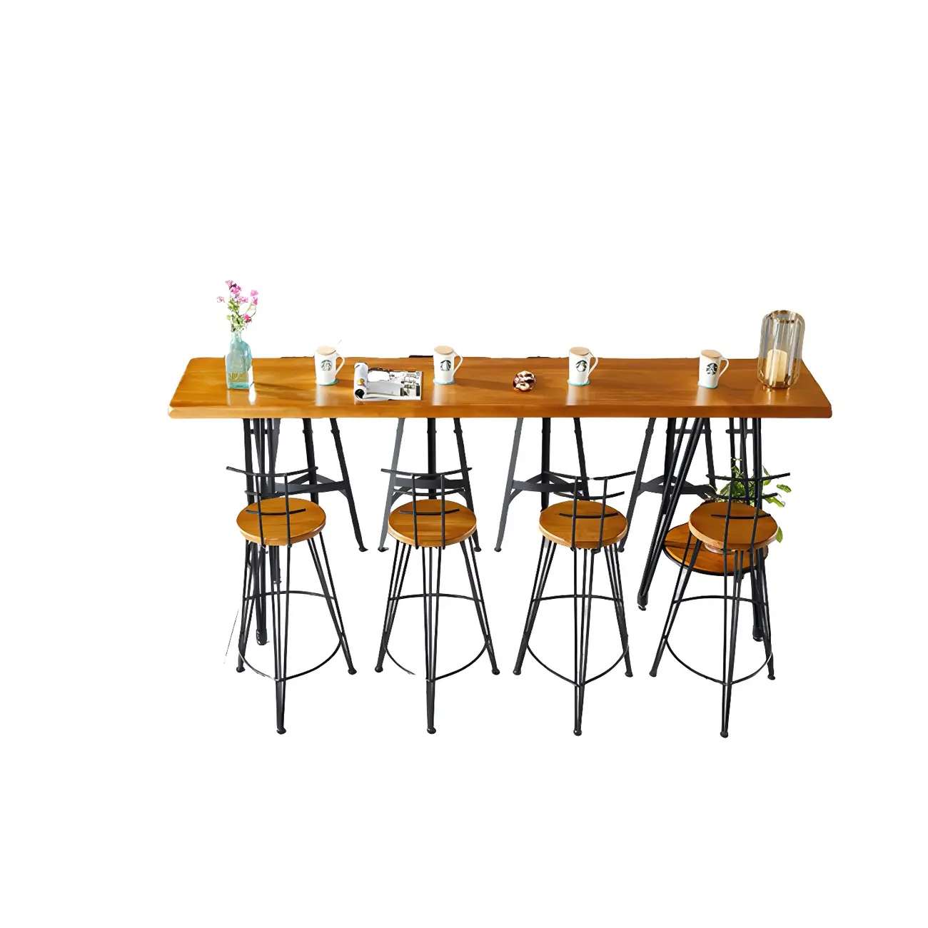 Elegant Solid Wood Bar Set with Stylish Stools for Home Image - 11 | homeyfad