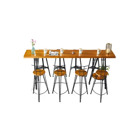 Elegant Solid Wood Bar Set with Stylish Stools for Home Image - 11