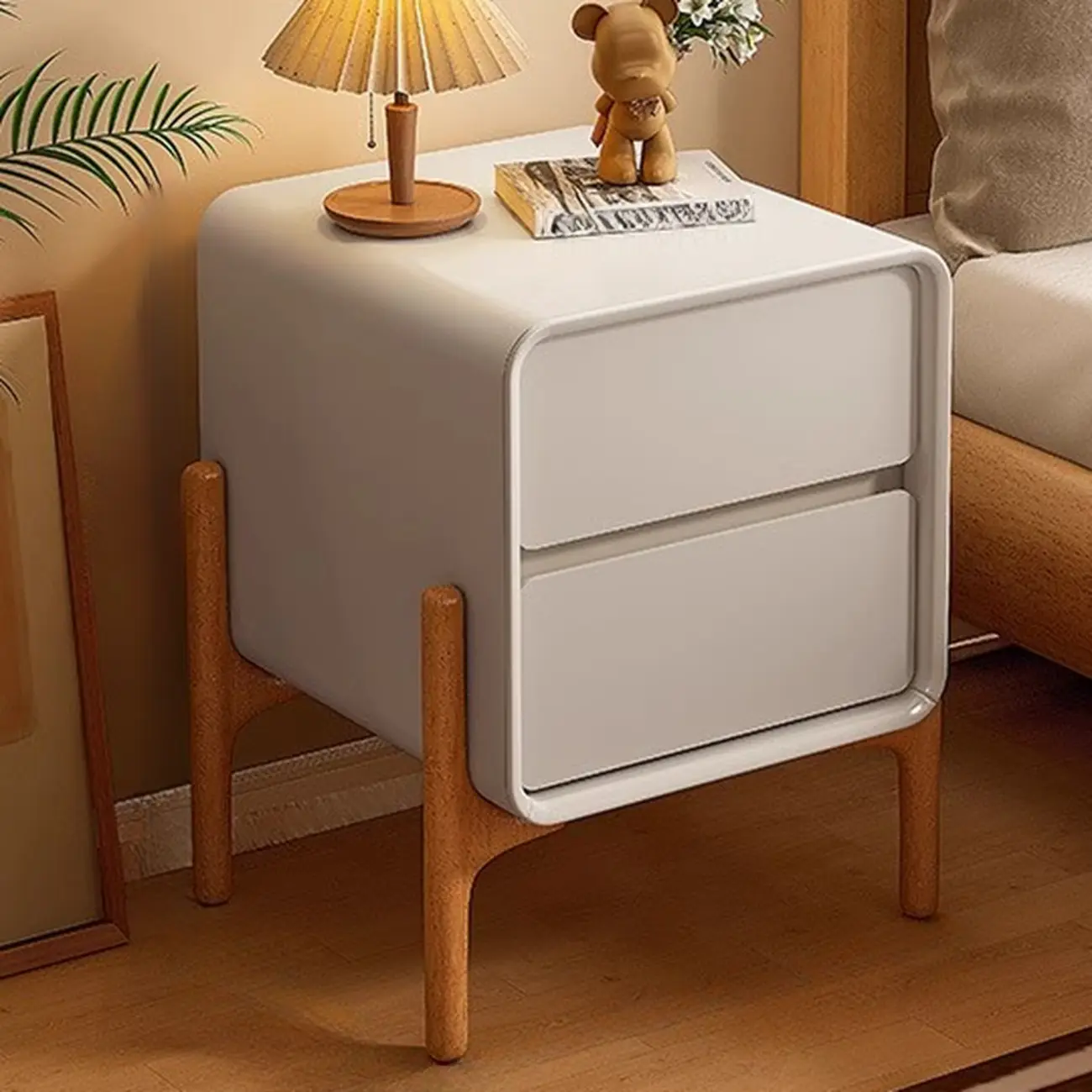 Modern Wooden Bedside Table with 3 Storage Drawers Image - 19 | homeyfad