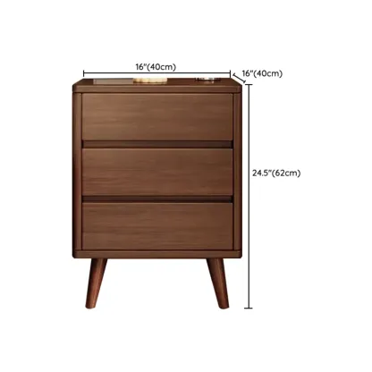 Modern Wooden Bedside Table with 3 Storage Drawers Image - 28