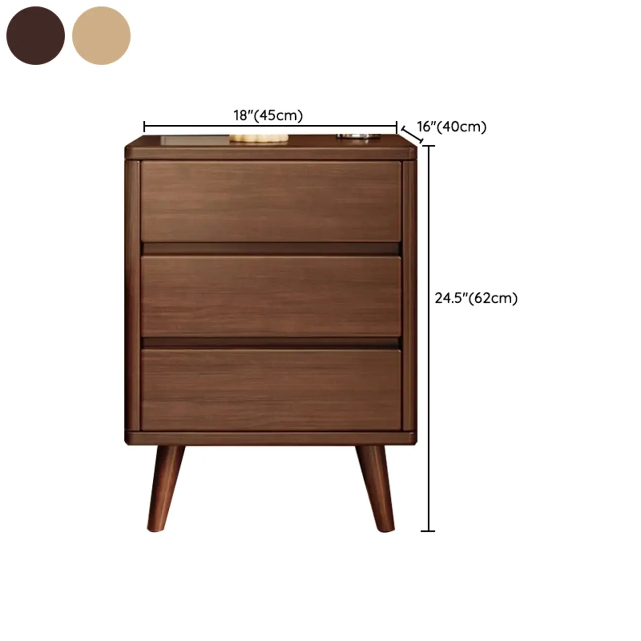 Modern Wooden Bedside Table with 3 Storage Drawers Image - 29 | homeyfad