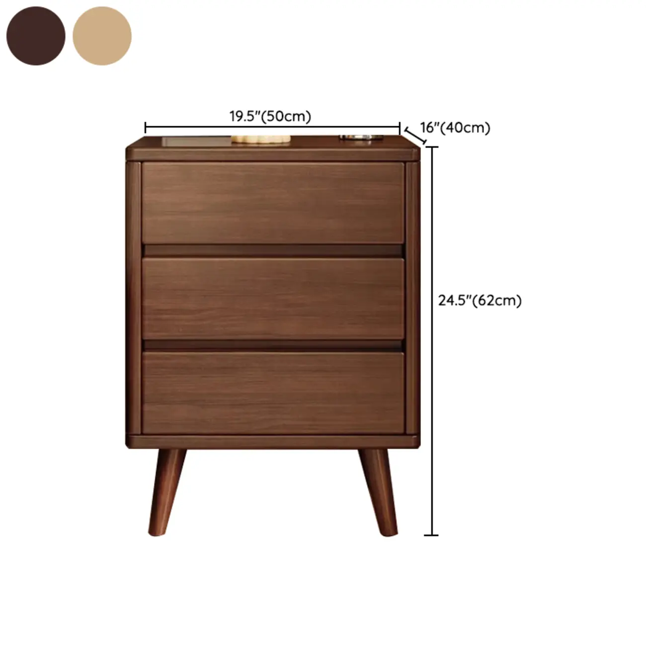 Modern Wooden Bedside Table with 3 Storage Drawers Image - 30 | homeyfad