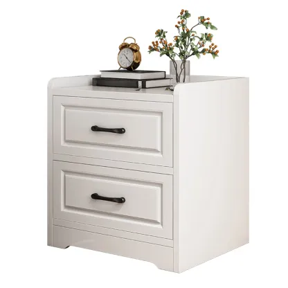 Modern White Wooden Bedside Table with 3 Drawers Image - 3