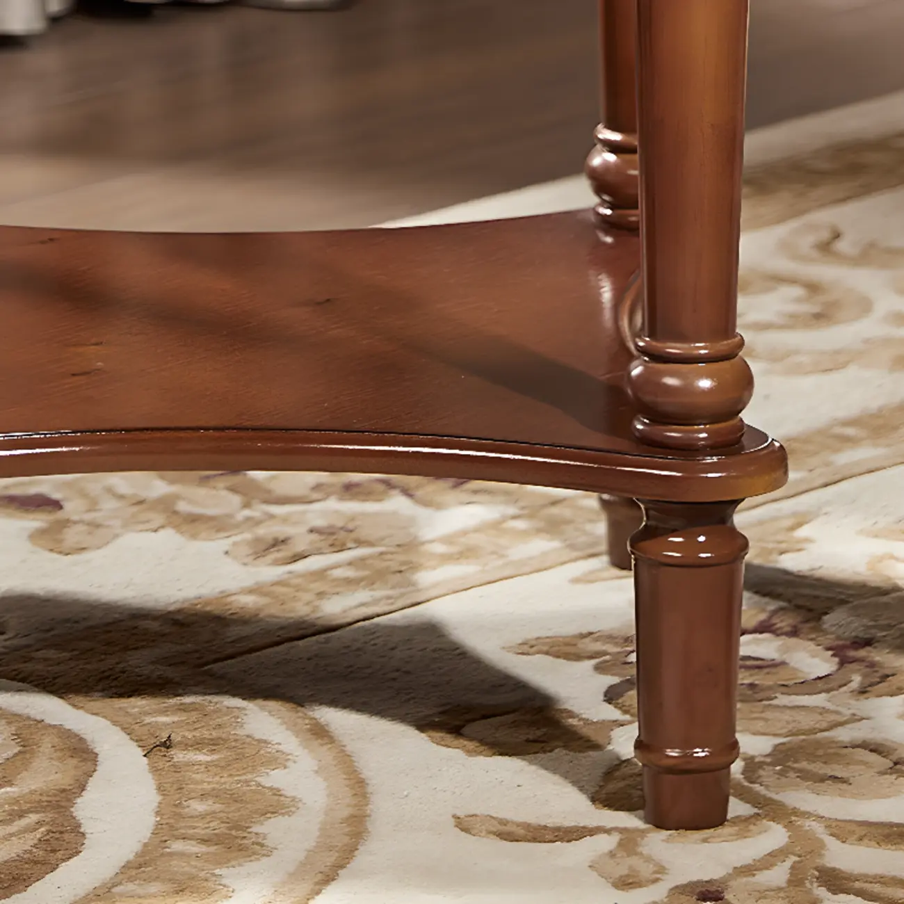 Classic Wood Round End Table for Living Room with Storage Image - 6 | homeyfad