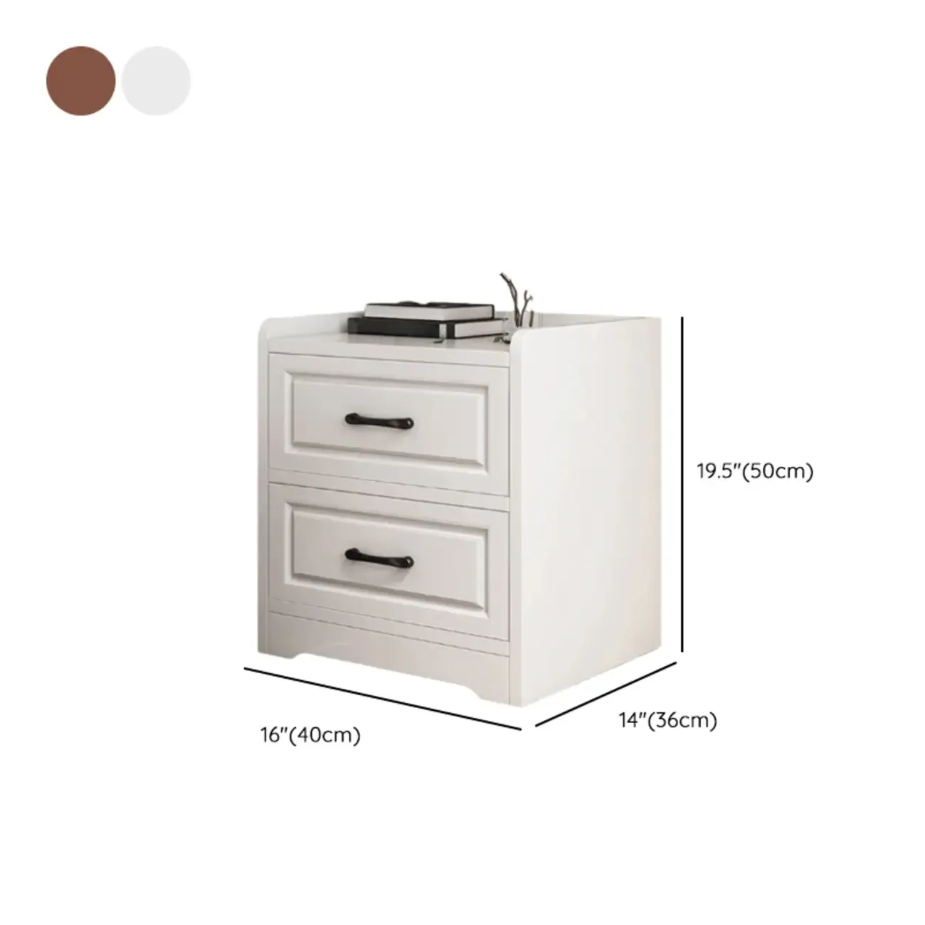 Modern White Wooden Bedside Table with 3 Drawers Image - 12