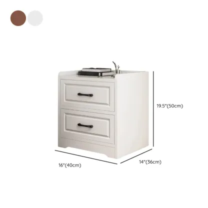 Modern White Wooden Bedside Table with 3 Drawers Image - 12