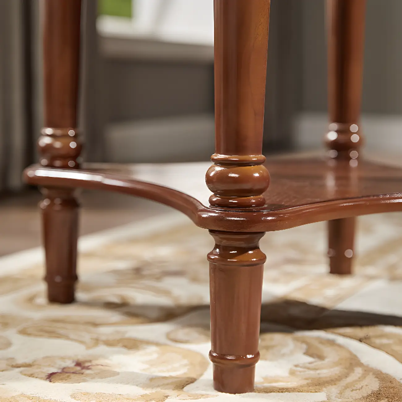 Classic Wood Round End Table for Living Room with Storage Image - 10 | homeyfad