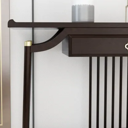 Vintage Wooden Console Table with Drawer and Shelf Image - 4