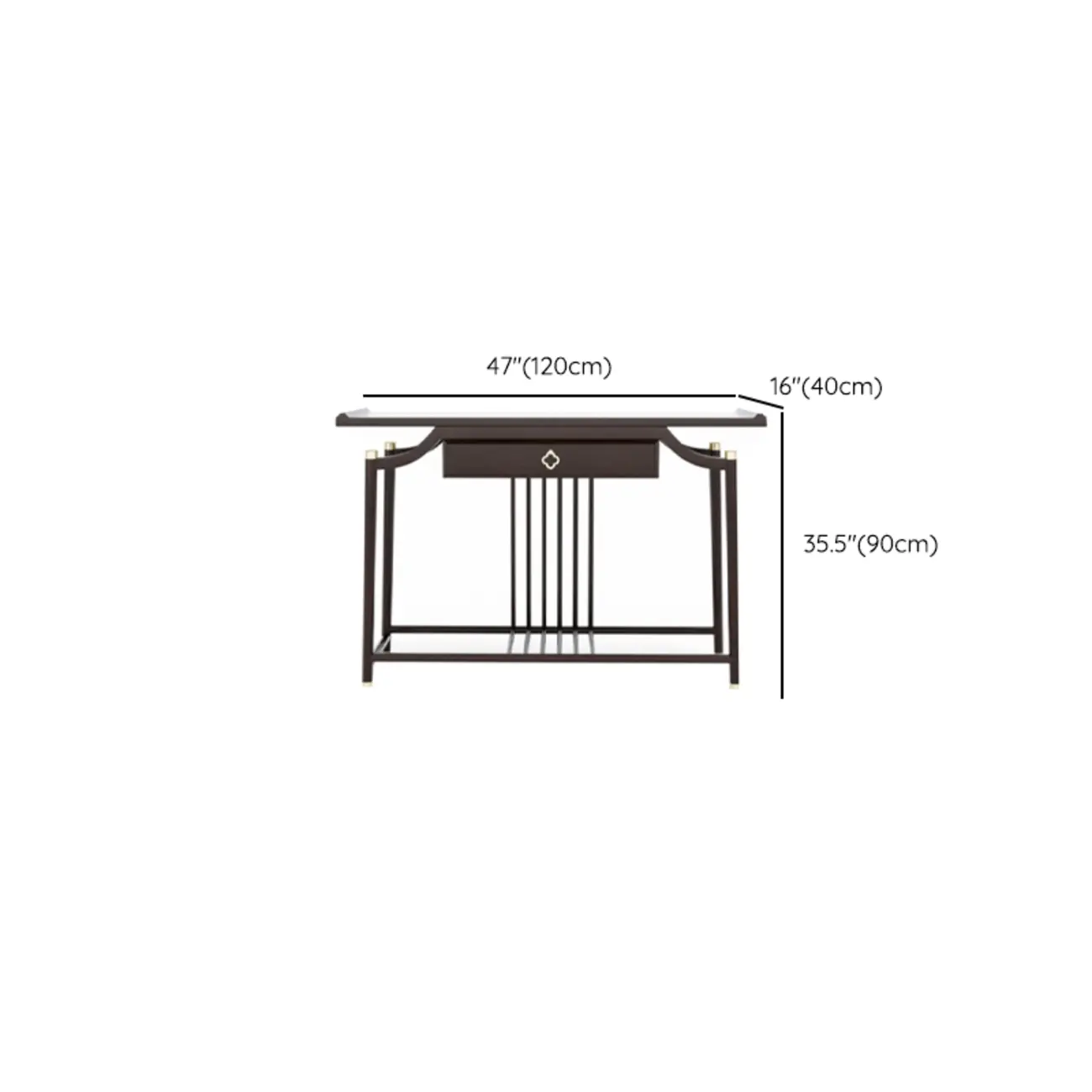 Vintage Wooden Console Table with Drawer and Shelf #size | homeyfad