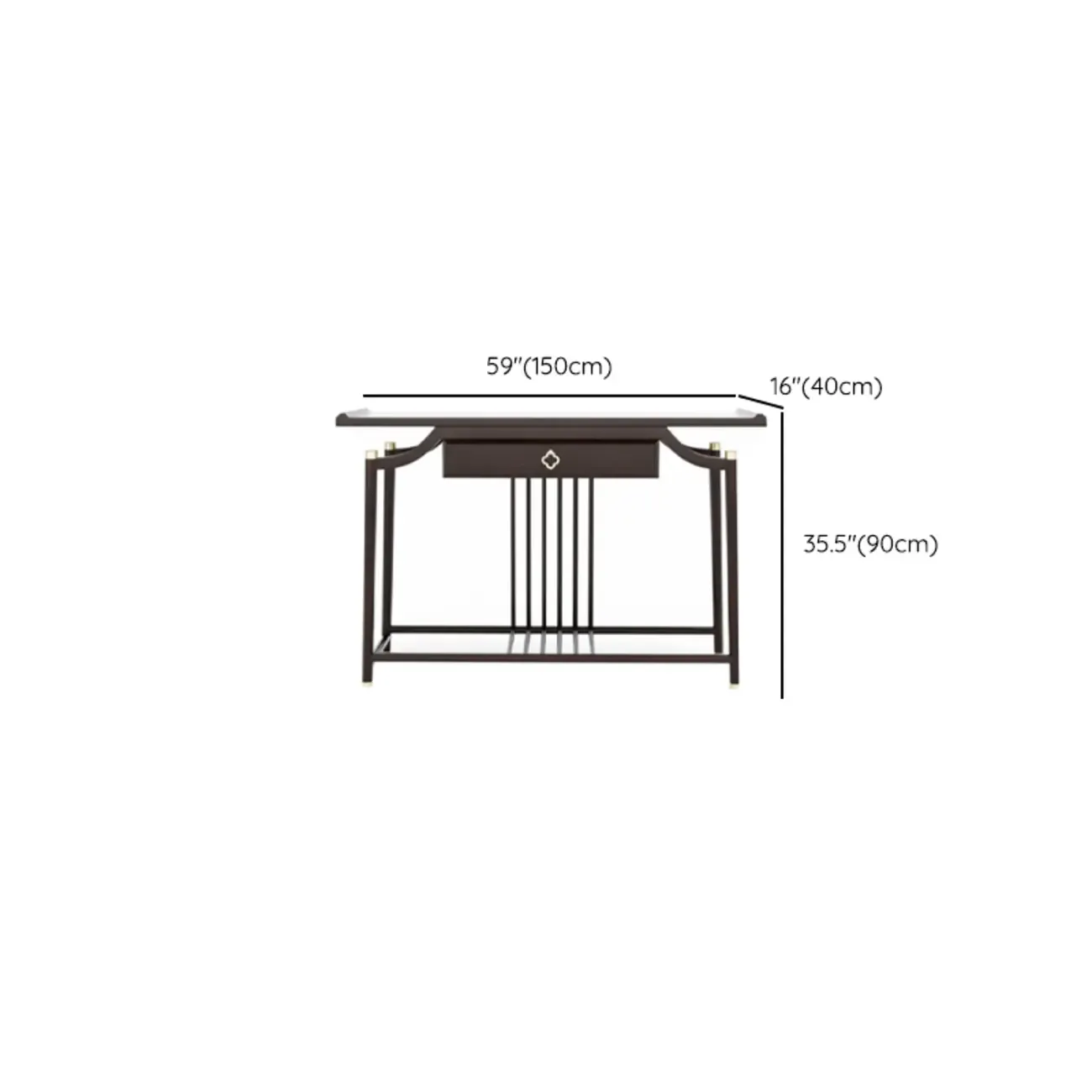 Vintage Wooden Console Table with Drawer and Shelf Image - 7