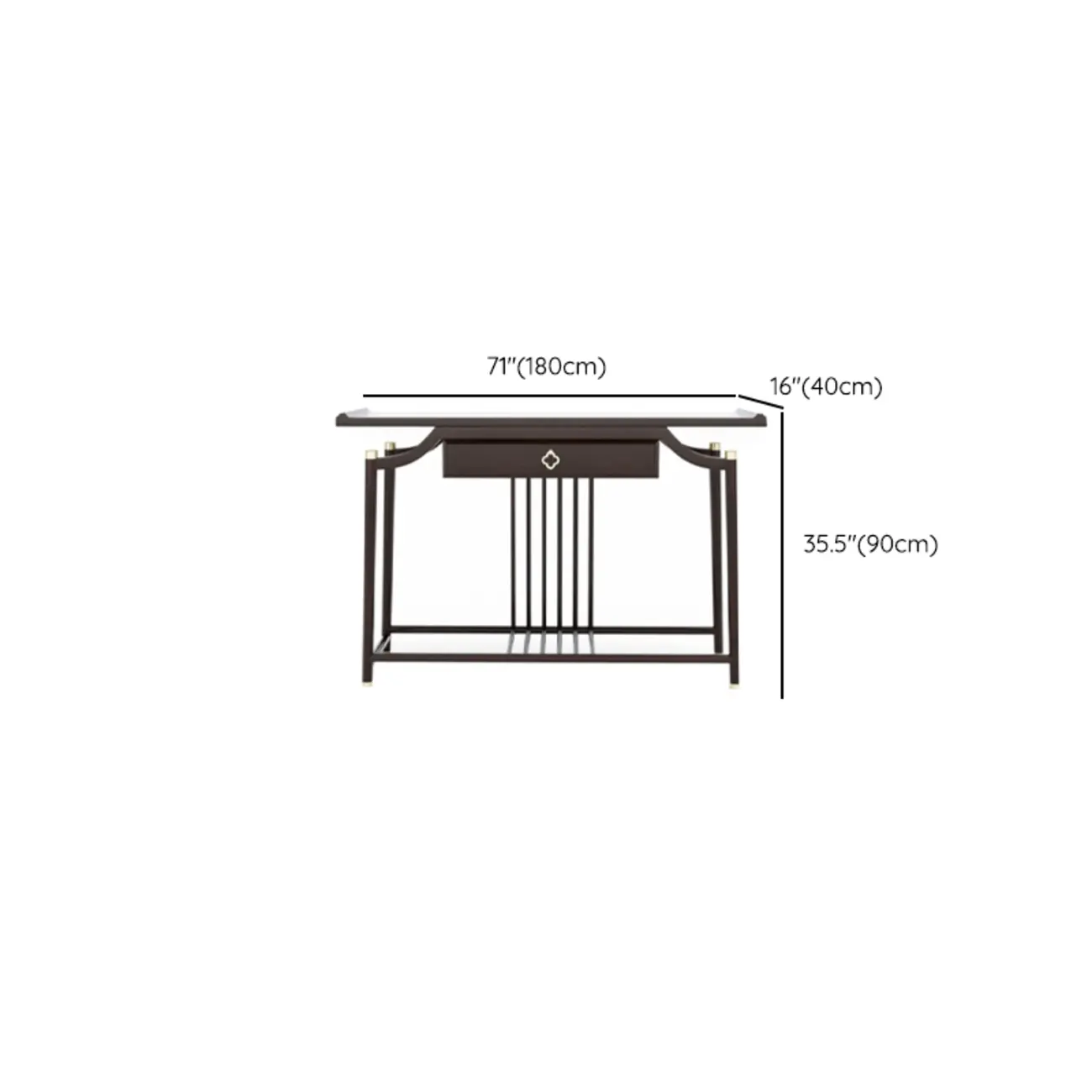 Vintage Wooden Console Table with Drawer and Shelf Image - 8 | homeyfad