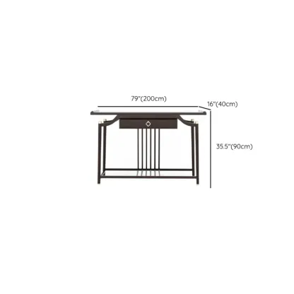 Vintage Wooden Console Table with Drawer and Shelf Image - 9