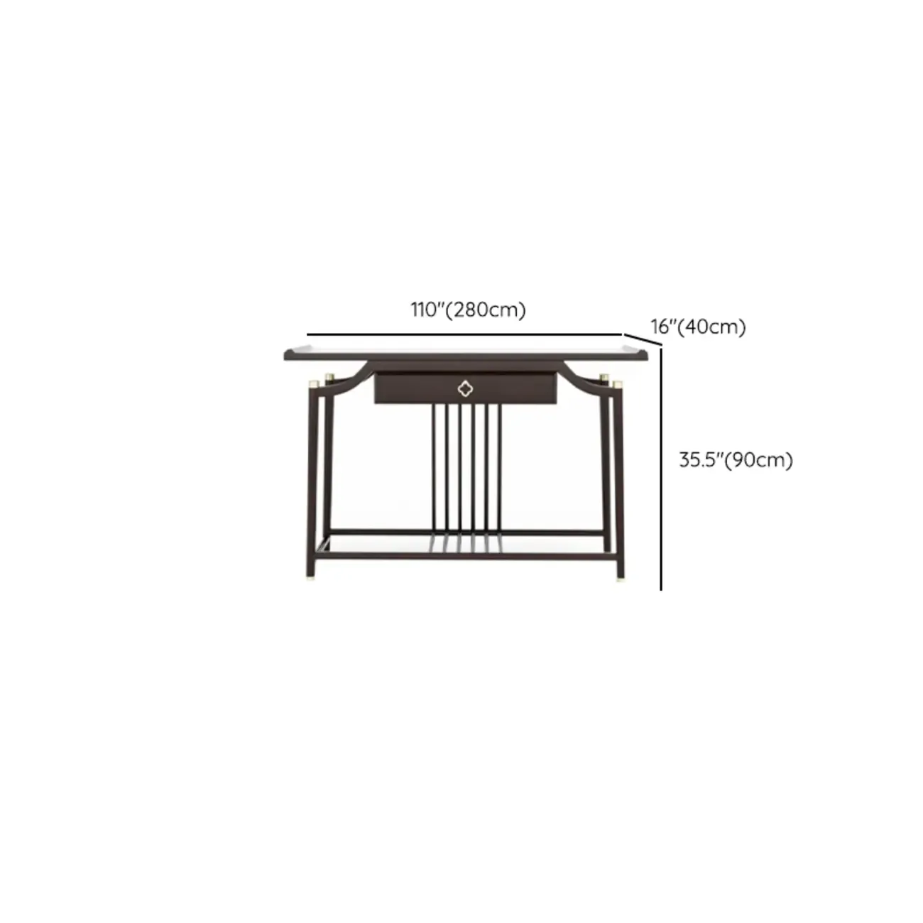 Vintage Wooden Console Table with Drawer and Shelf Image - 10