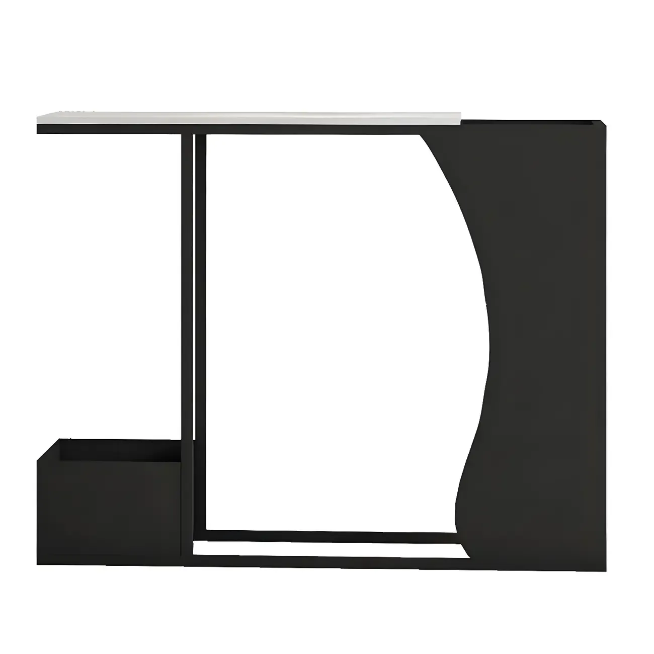 Modern Black Stone Top Console Table with Abstract Base Image - 5