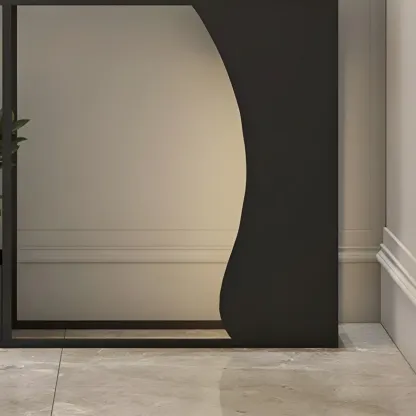 Modern Black Stone Top Console Table with Abstract Base Image - 6
