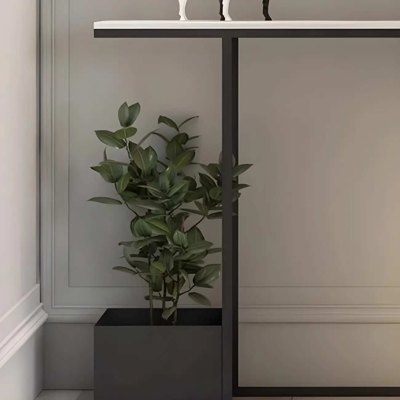 Modern Black Stone Top Console Table with Abstract Base Image - 9 | homeyfad
