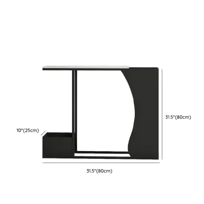 Modern Black Stone Top Console Table with Abstract Base #size