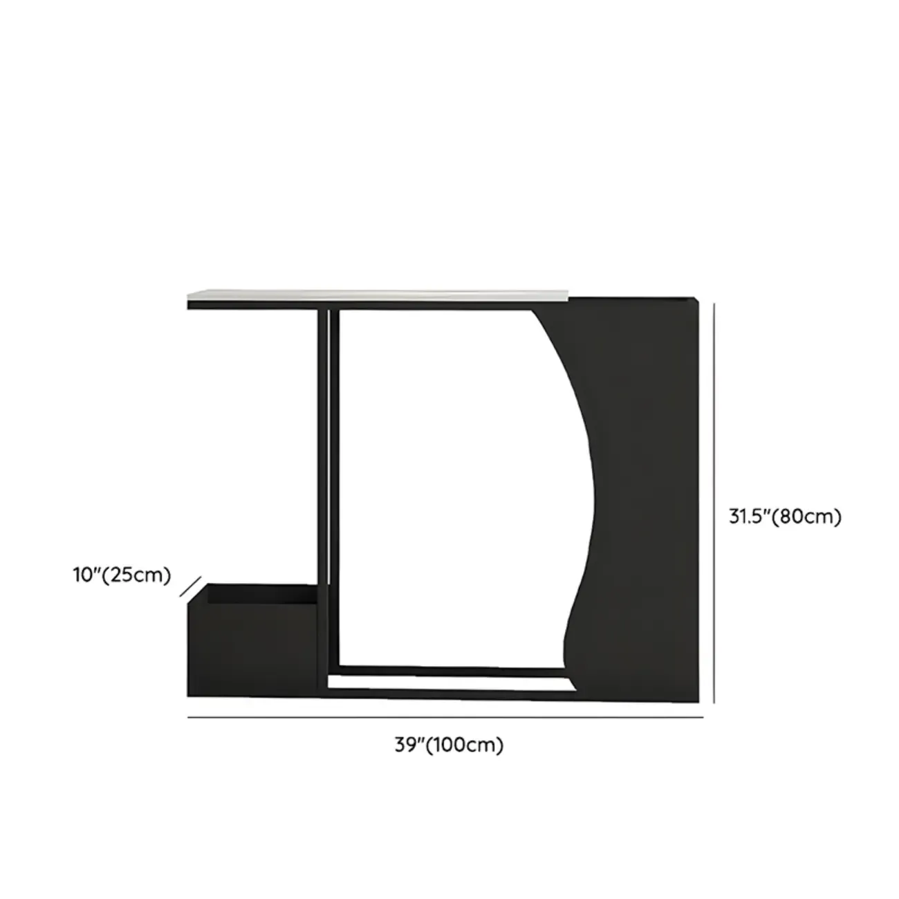 Modern Black Stone Top Console Table with Abstract Base Image - 11