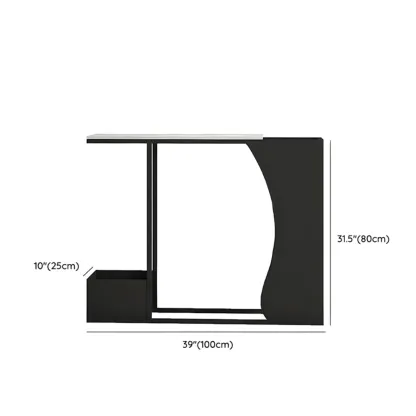 Modern Black Stone Top Console Table with Abstract Base Image - 11