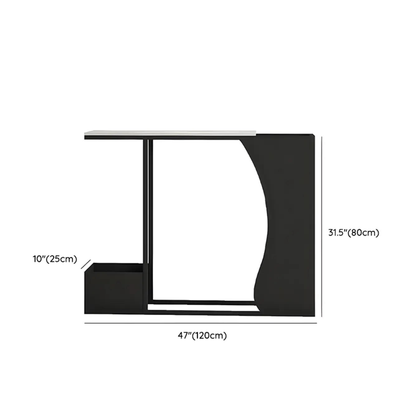 Modern Black Stone Top Console Table with Abstract Base Image - 12 | homeyfad