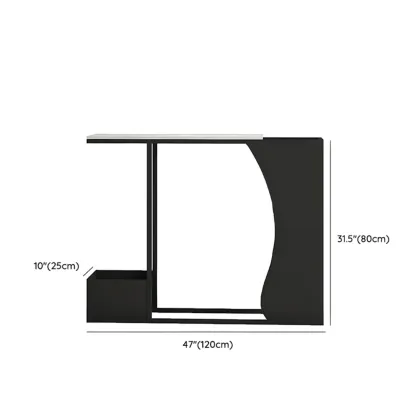 Modern Black Stone Top Console Table with Abstract Base Image - 12