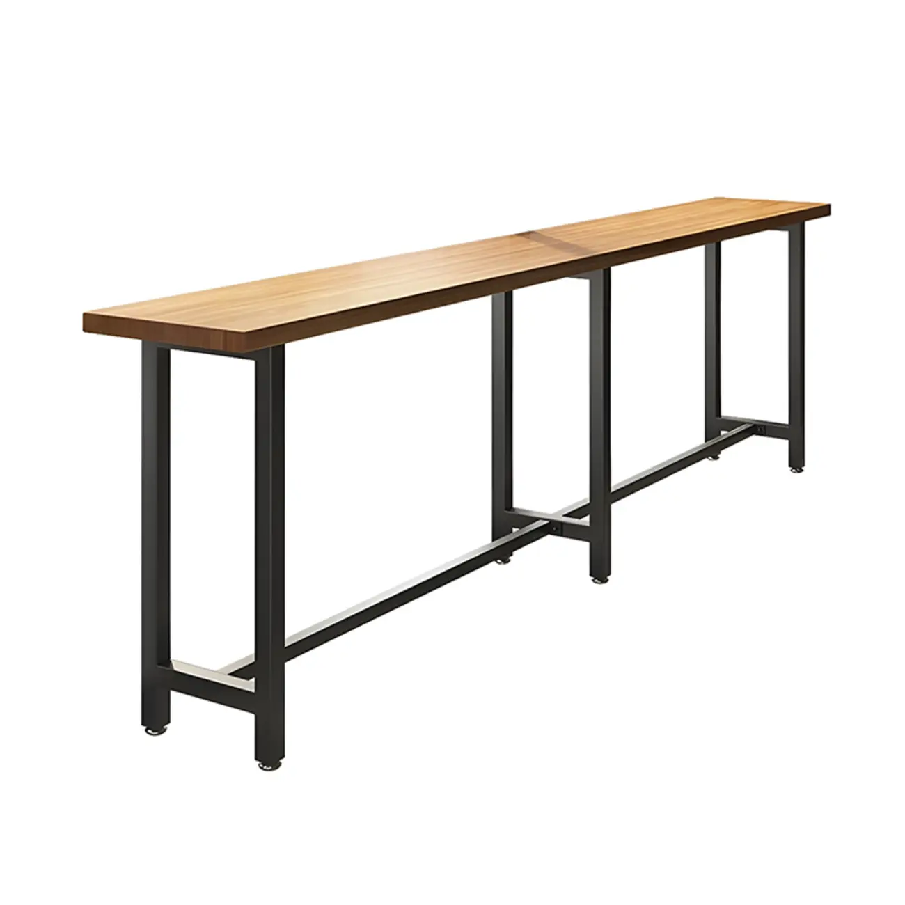 Vintage Solid Wood Trestle Base Pub Table with Footrest Image - 8 | homeyfad