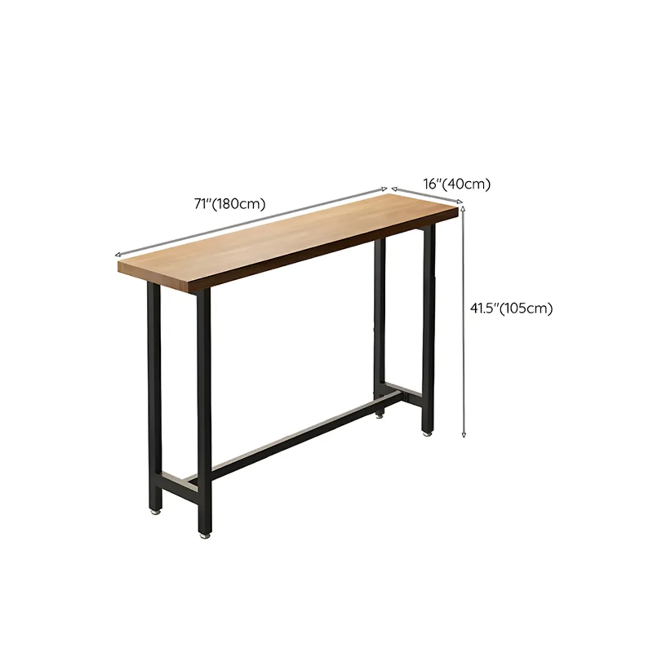 Vintage Solid Wood Trestle Base Pub Table with Footrest Image - 14 | homeyfad