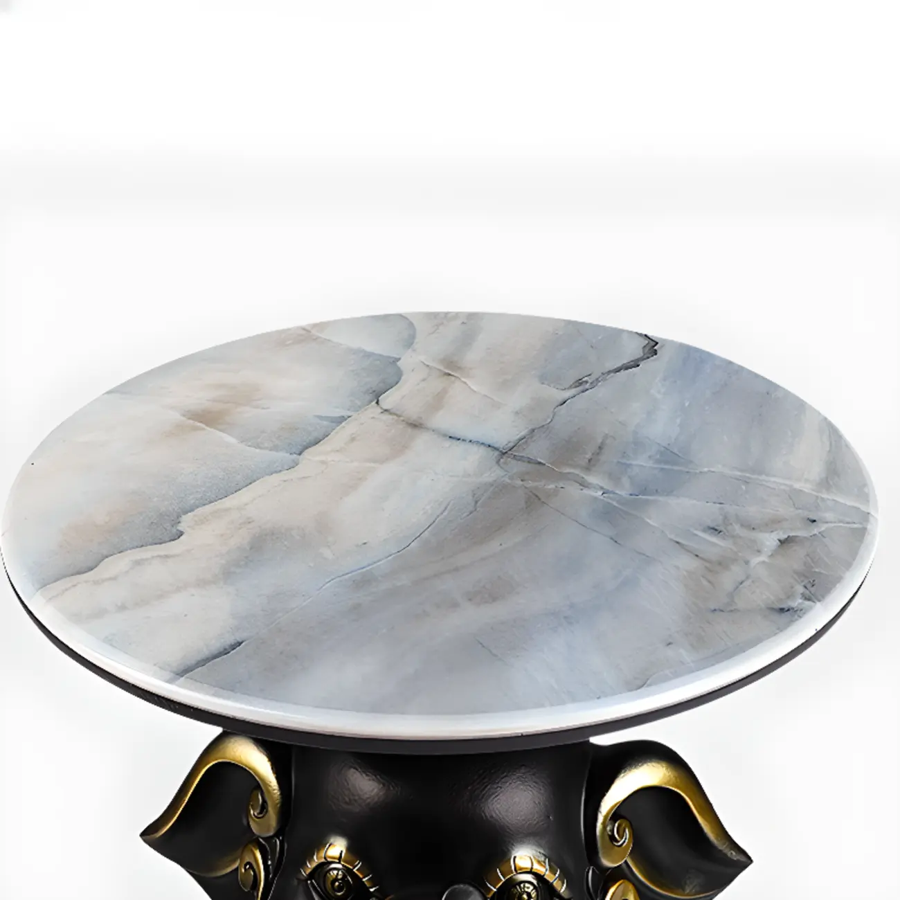 Black Elephant Side Table with Stone Top for Living Room Image - 12 | homeyfad