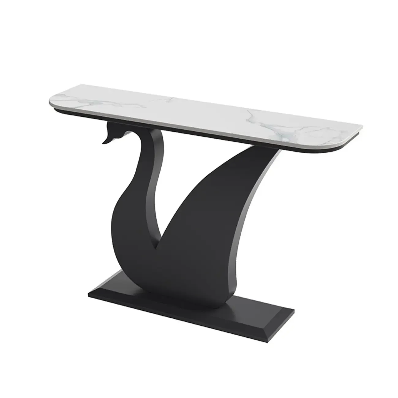 Glam Sintered Stone Top Console Table with Swan Base Image - 5
