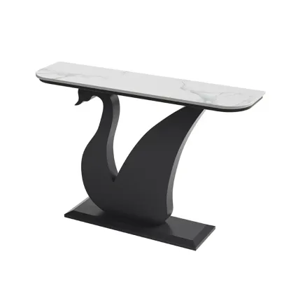 Glam Sintered Stone Top Console Table with Swan Base Image - 5