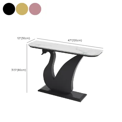 Glam Sintered Stone Top Console Table with Swan Base Image - 10