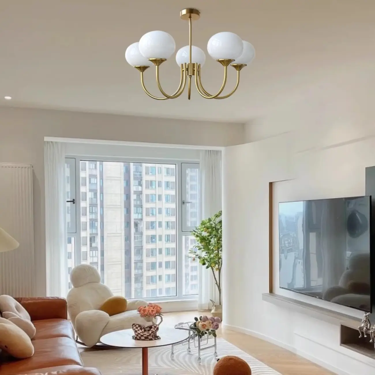 Modern Vintage Pink Chandelier with Glass Lampshade Image - 3 | homeyfad