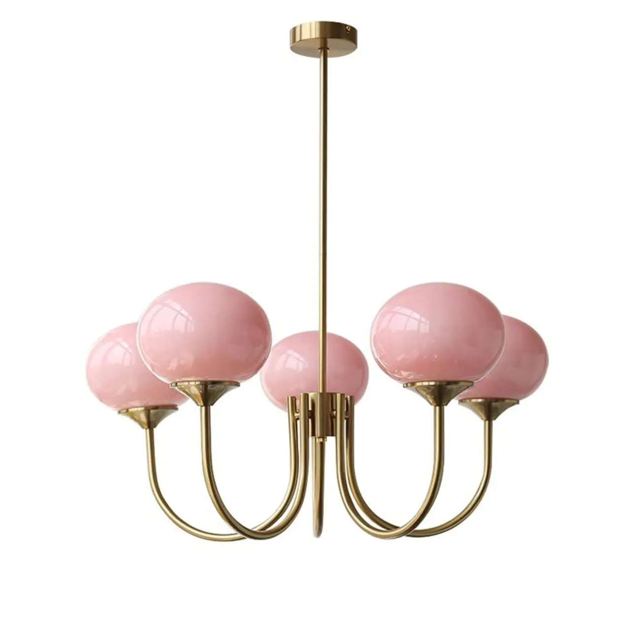 Modern Vintage Pink Chandelier with Glass Lampshade Image - 5 | homeyfad