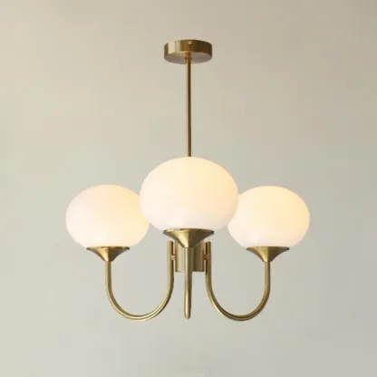 Modern Vintage Pink Chandelier with Glass Lampshade Image - 8