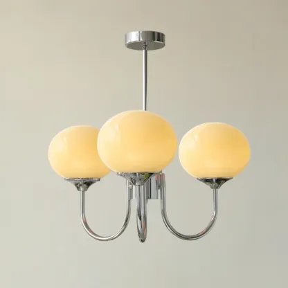 Modern Vintage Pink Chandelier with Glass Lampshade Image - 9