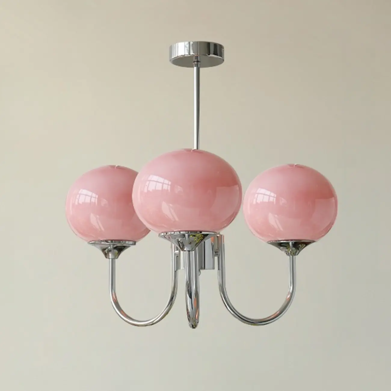 Modern Vintage Pink Chandelier with Glass Lampshade Image - 10 | homeyfad