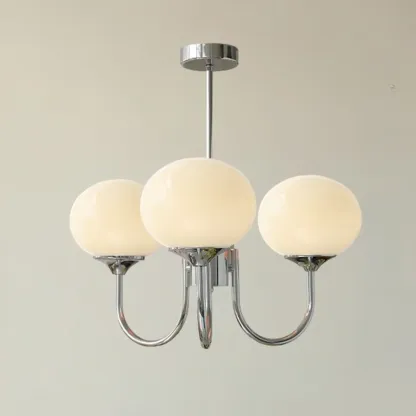 Modern Vintage Pink Chandelier with Glass Lampshade Image - 11