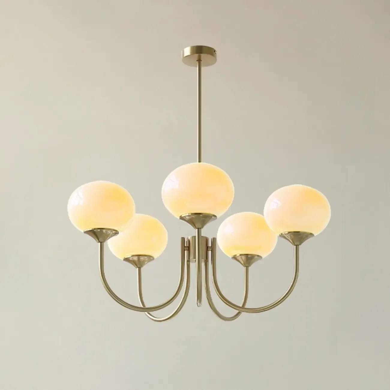 Modern Vintage Pink Chandelier with Glass Lampshade Image - 12